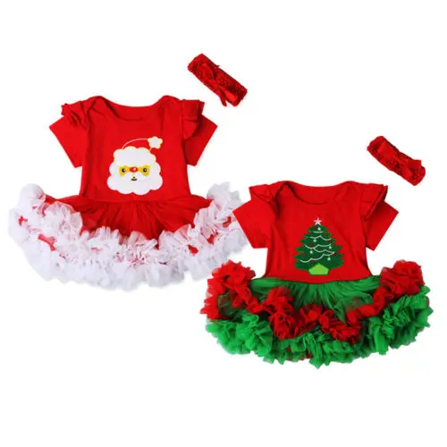 

2019 2Pcs Christmas Newborn Baby Girls Romper Dress Jumpsuit Outfits TuTu Clothe USA 0-18M
