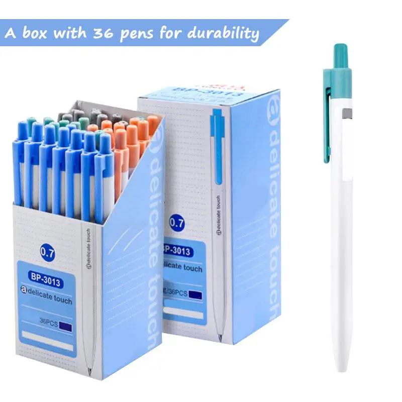 

A Box With 36 Pens For Durability Retractable Ballpoint Pen Premium Blue Ink Ball Pen Stationery For Office Home School