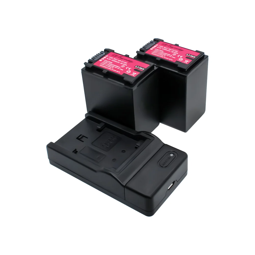 2 аккумулятора + USB зарядное устройство для камер SONY NP FV100 AX53 CX675/B CX455/B CX220 CX230 CX290 CX330