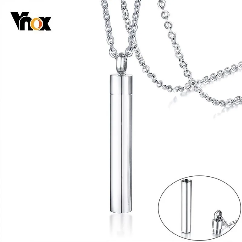 

Vnox Minimalist Urn Necklaces for Women Man Silver Tone Can Be Opened Cylinder Keepsake Gifts
