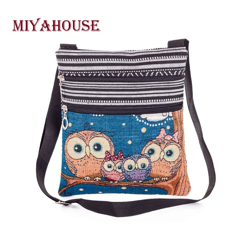 Мини Кроссбоди Miyahouse женское жаккардовое с вышивкой холщовая сумочка кросс боди