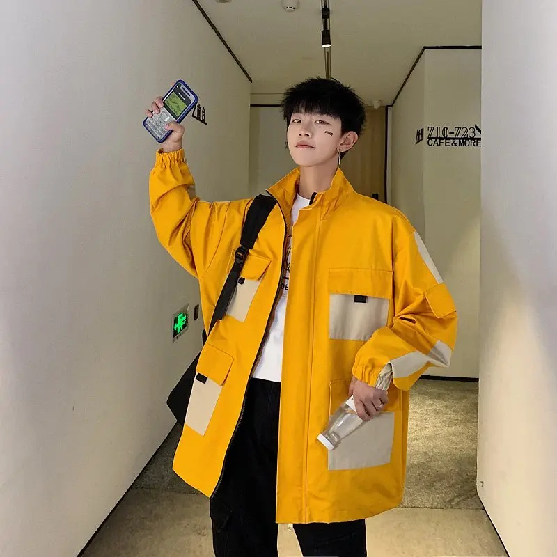 2018 Japanese Style Men's Cowboy Streetwear Brand Bomber Denim Jacket Printing Embroidery Coats Loose 3 Color Windbreaker M-3XL