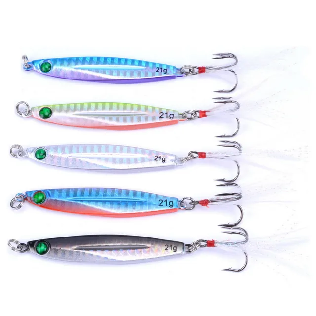 US $5.82 5pcs 7g 10g 14g 17g 21g 28g 40g Fishing Spoons Metal Lure 10colors Fishing Lures Saltwater Lead Jig