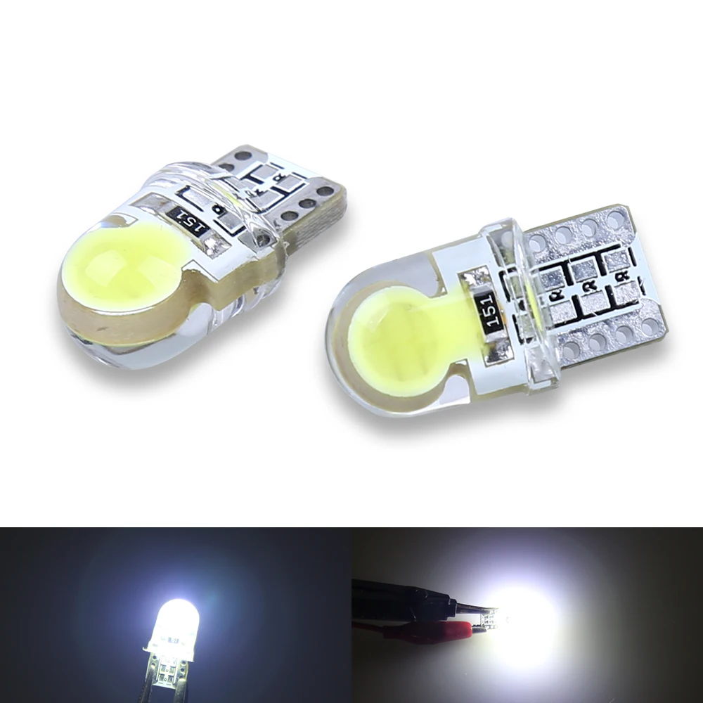 

10X Auto T10 LED W5W LED Bulbs White 194 168 LED Dome Lamp COB silicone shell Car DRL LED Lights Turn Side Lamp 12V