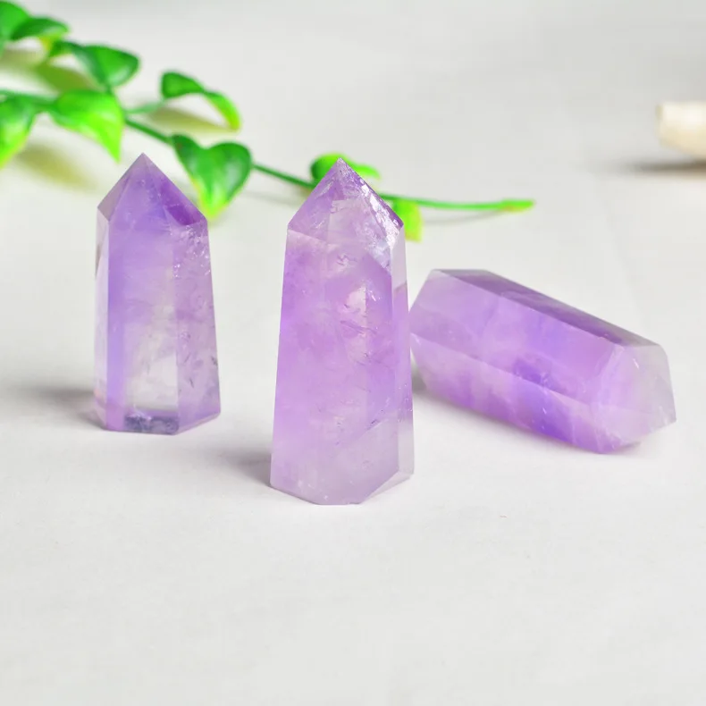 

Amethyst column Natural amethyst original stone column six prisms Decoration amethyst single tip column wholesale