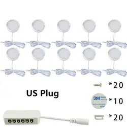 SOL светодио дный 10 в 1 шайба светодиодные фонари набор под кухонный шкаф счетчик проводной свет с выключателем
