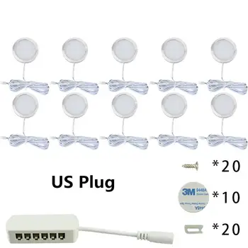 

SOLLED LED 10 in 1 Puck Lights Set Under Kitchen Cabinet Counter Wired Light with Switch