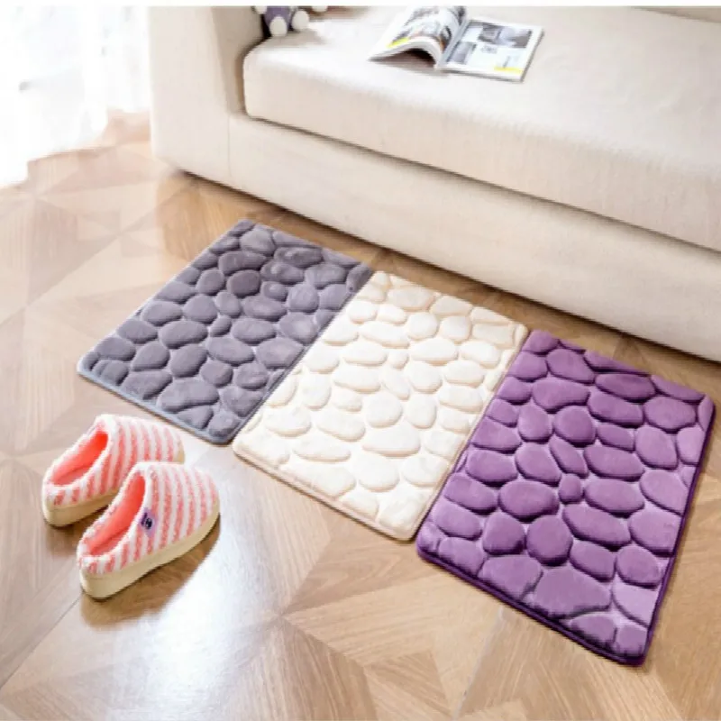 cheap 40*60CM Coral Fleece Bathroom Memory Foam Rug Kit Toilet Pattern Bath Non slip Mats Floor Carpet Set Mattress for Bathroom 5