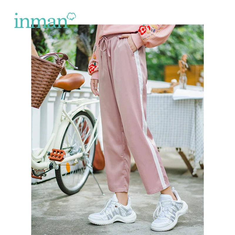 

INMAN 2019 Spring New Arrival High Waist Slim Loose Sport Style Student All Matched Women Casual Pants