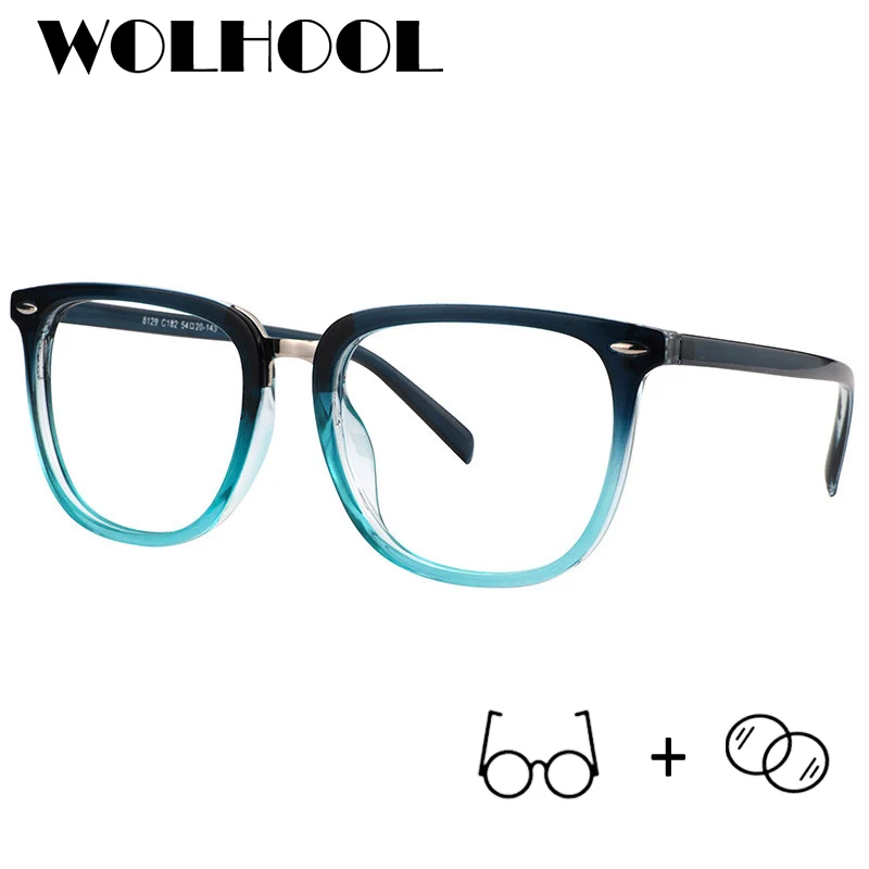 2018 New Square Optical Glasses Clear Lens Myopia Men Blue Eyeglasses Prescription Spectacles |