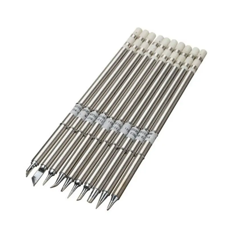 10Pcs T12 Solder Iron Tips for T12-k BC2 BL BC1 BC3 ILS D16 KU D12 J02 Welding Tool