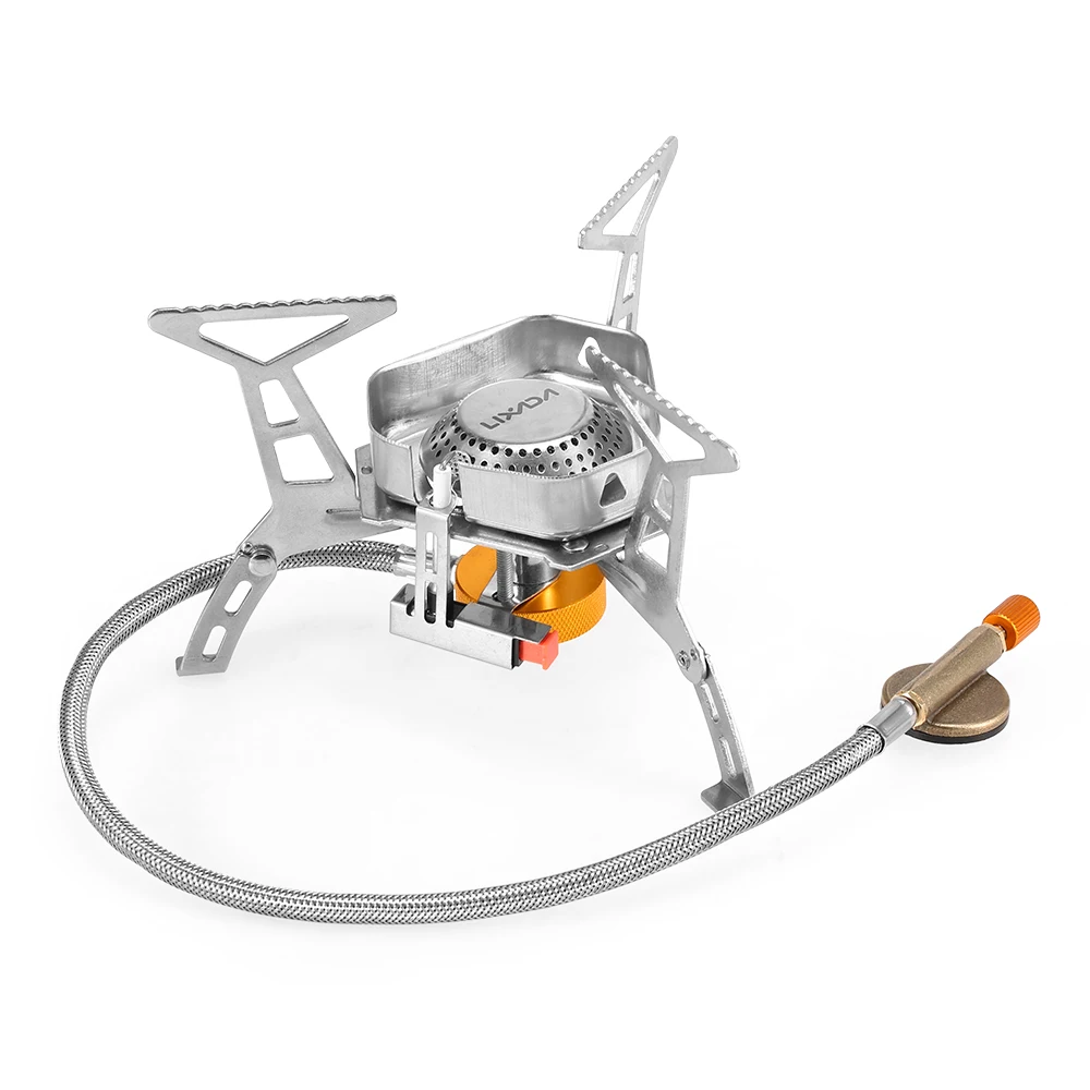 

Lixada Foldable Windproof Camping Gas Stove Portable Outdoor Cooking Folding Piezo Ignition Gas Stove with Box