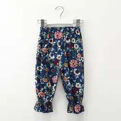 Брюки 2019 новый бренд От 1 до 7 лет для маленьких девочек с цветочным рисунком брюки для малышей повседневные свободные нижние шаровары