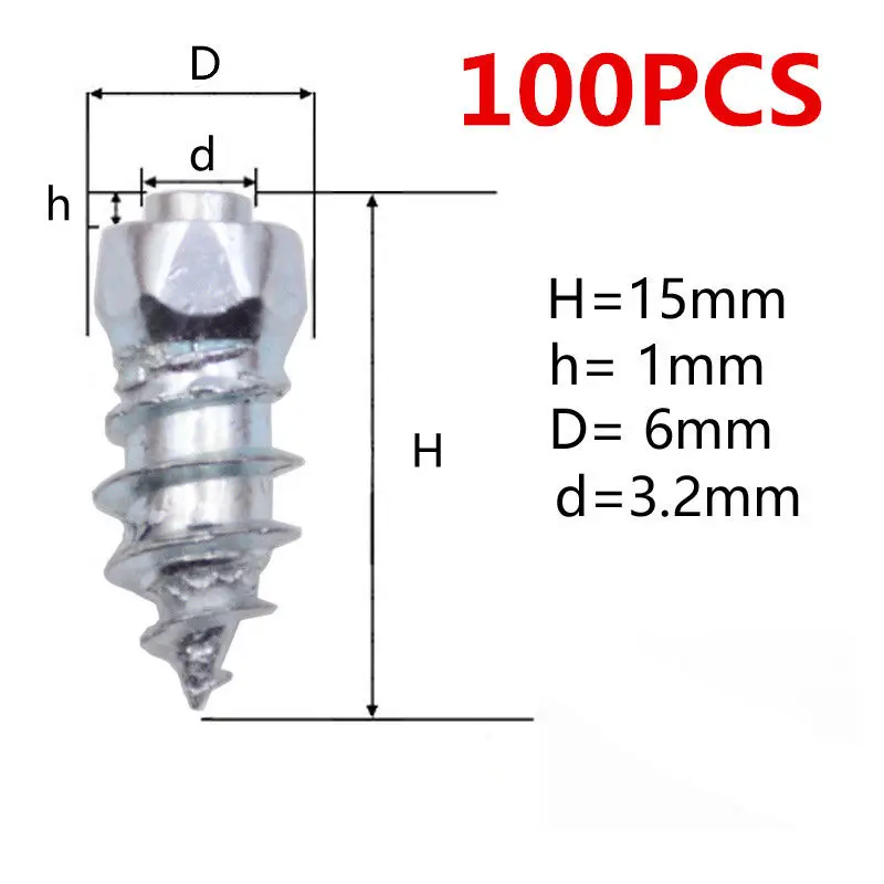 100 Pcs 15mm Anti-Slip Screw Stud Wheel Tyre Snow Tire Spikes Trim Auto Accessories for Auto Car SUV ATV 100 Pcs 15mm Anti-Slip Screw Stud Wheel Tyre Snow Tire Spikes Trim Auto Accessories for Auto Car SUV ATV