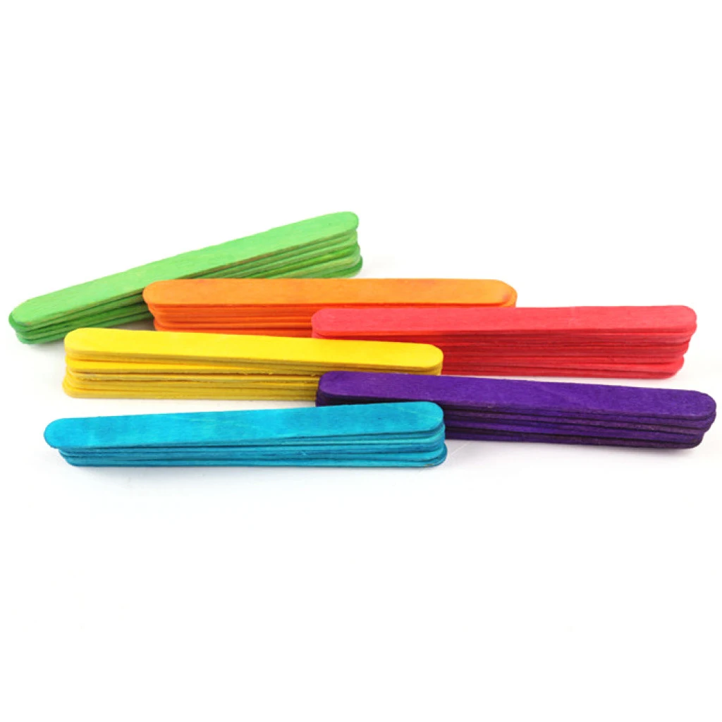 

50 x Flat Wood Sticks of Popsicle Ice Lolly Cream Bar Tool DIY (Color Mix)