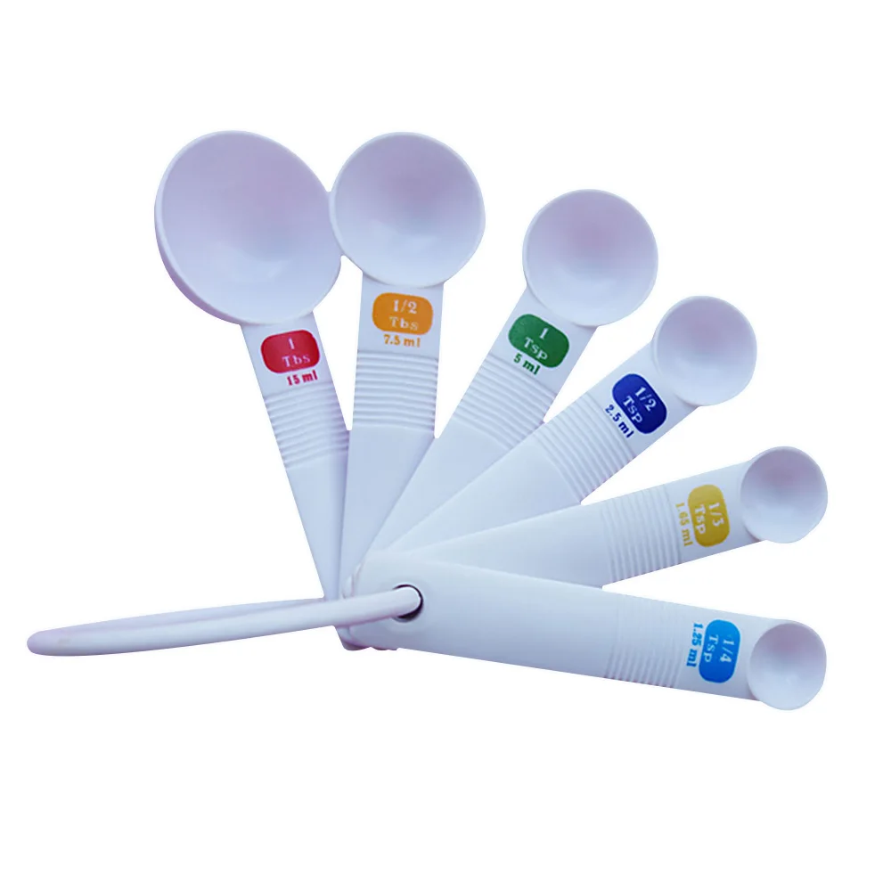 6pcs/Set Plastic Measuring Spoon Tea Coffee Scoop Teaspoon Baking