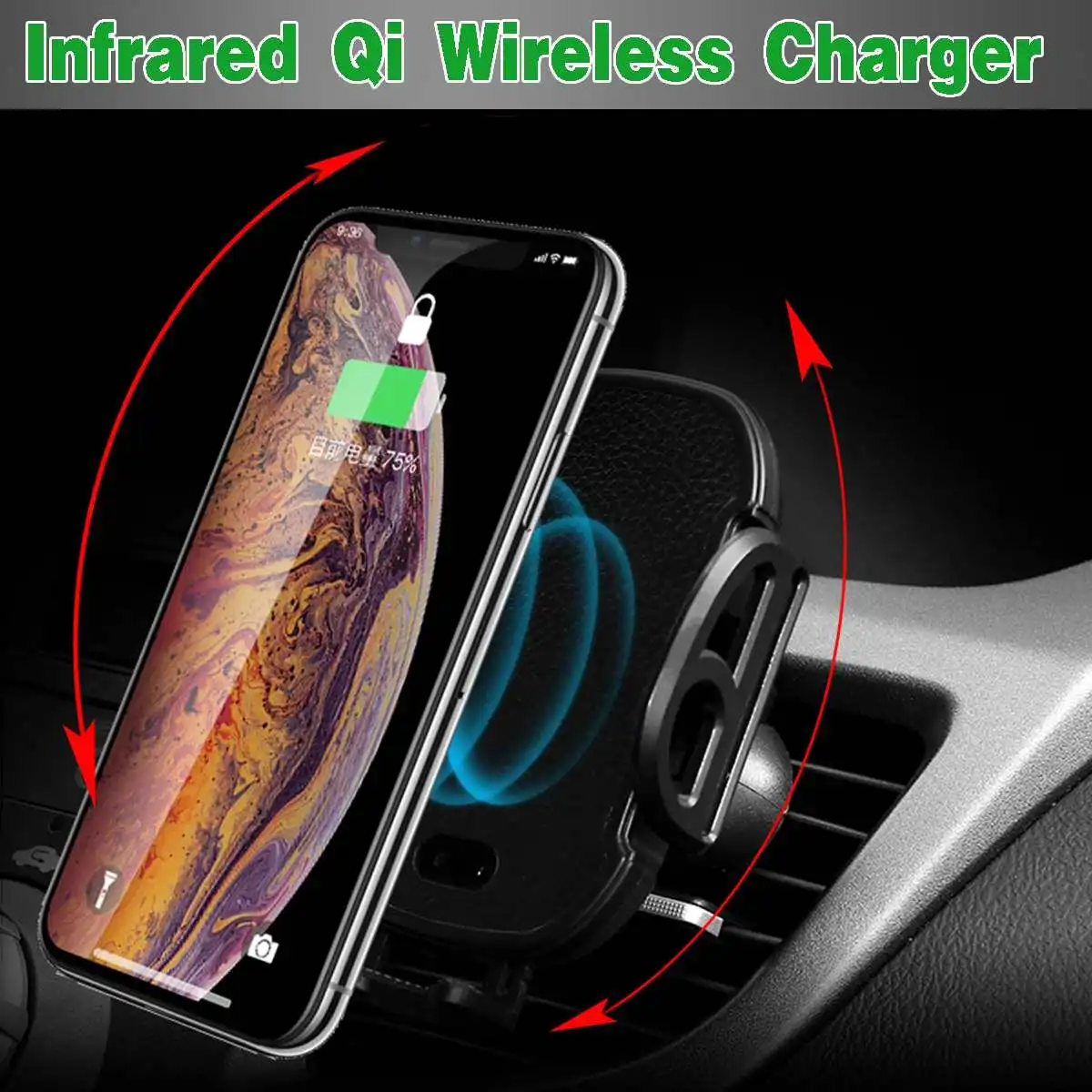 QI Car Wireless Charger Intelligent Infrared Sensor For iPhone XR Xs Max 8 X for Samsung Wirless Charging Air Vent Phone Holder