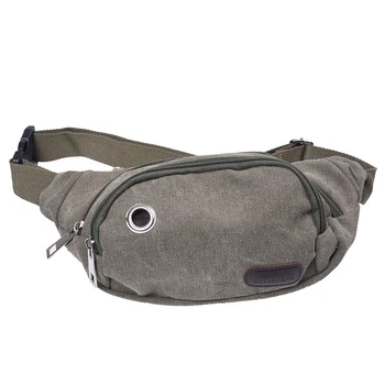 

Men's waist bag Chest pouch Canvas Military Green Travel Sport