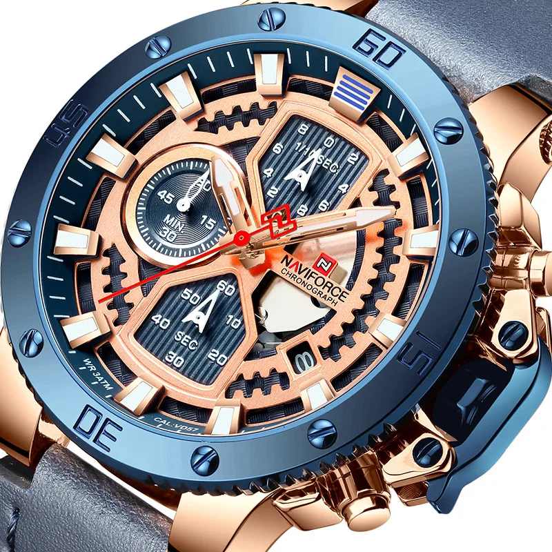 

Relogio Masculino NAVIFORCE Men Watch Top Brand Luxury Sport Chronograph Military Army Wristwatch Leather Quartz Male Clock 9159