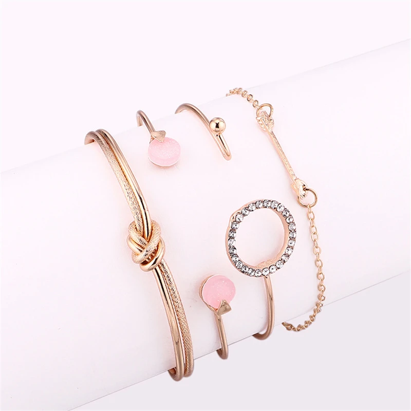

4Pcs/set Fashion Bracelet Bangle Rhinestone Women Creative Party Jewelry Gift