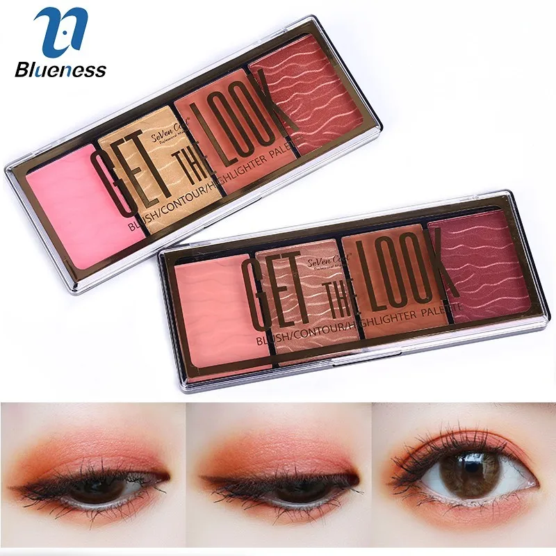 

4 Colors Blush Bronzer Highlighter Face Contour Blush Palette Powder Natural Base Makeup Long Lasting Blush Cosmetic Maquiagens
