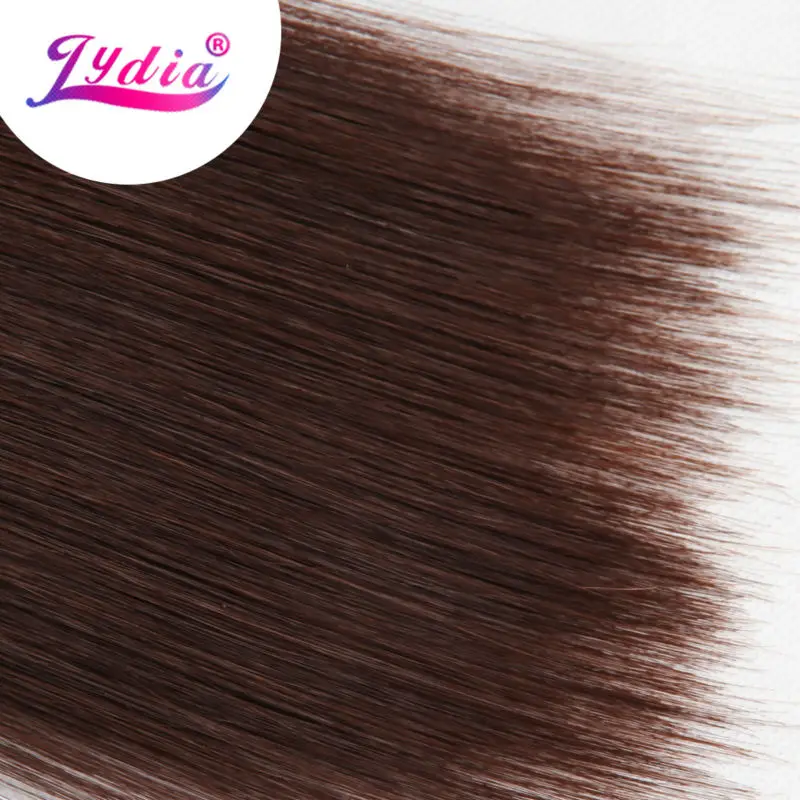 Lydia Synthetic Hair Extension 3Pieces/lot Silky Straight Yaki Weaving 10-26 Inch Pure Color 33# 100% Futura Fiber Bundles Brown