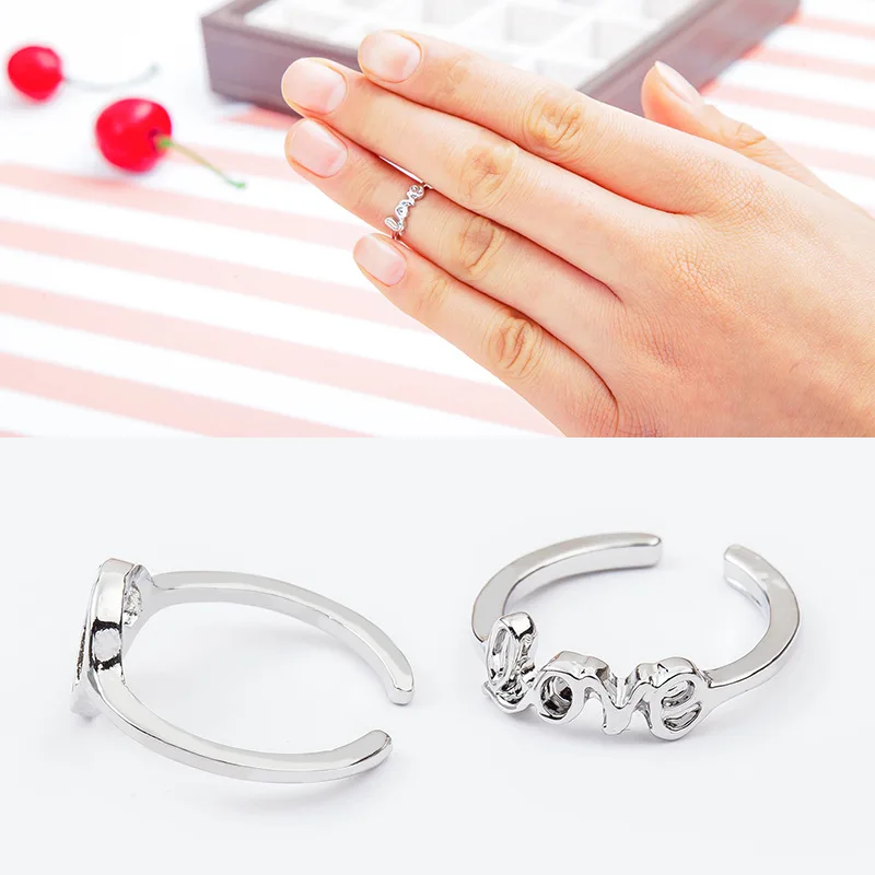 

Simple Opening Titanium Steel Wedding Rings Women Men's Jewelry Silver Trend Letter Pattern Knuckle Rings Anillos Mujer