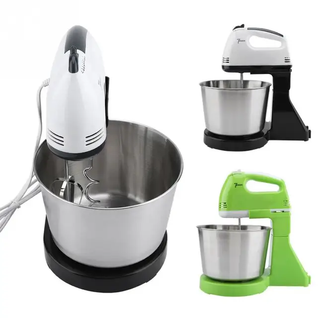 230v 7 Speed Automatic Whisk Hand Food Mixer Electric Stand Mixers Handheld Flour Bread Egg Beater 230v 7 Speed Automatic Whisk Hand Food Mixer Electric Stand Mixers Handheld Flour Bread Egg Beater Blenders with Bowl EU Plug