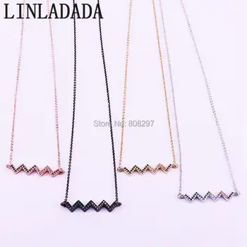 

10Pcs New Arrived Fashion colorful Cubic Zirconia paved WAVY Bar Connectors Women Jewelry Necklace