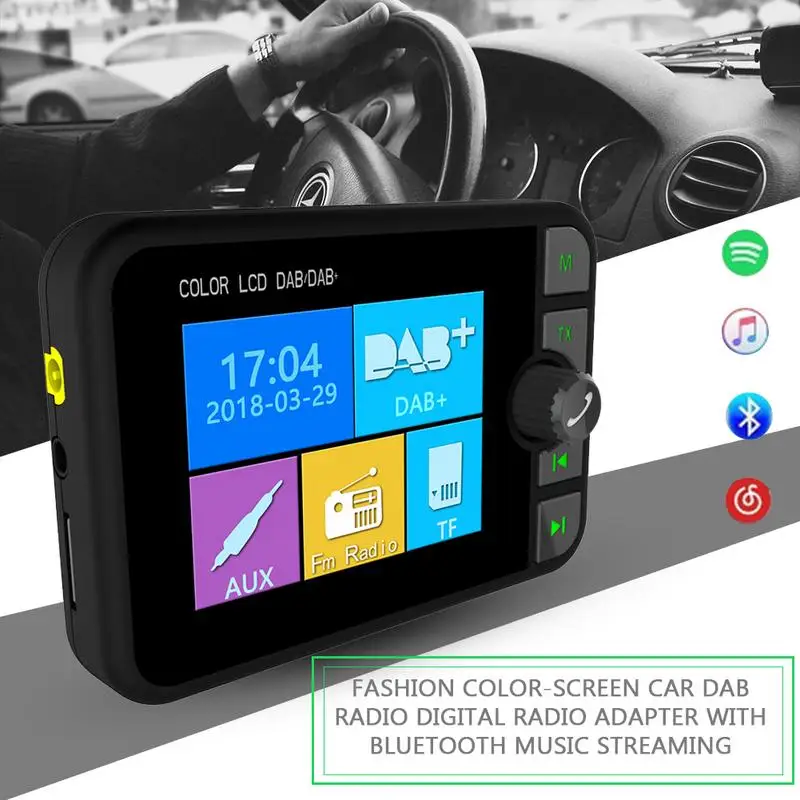 Цветной экран Автомобильный DAB радио цифровой дисплей Bluetooth Радио адаптер MP3 потоковая музыка fm-передатчик