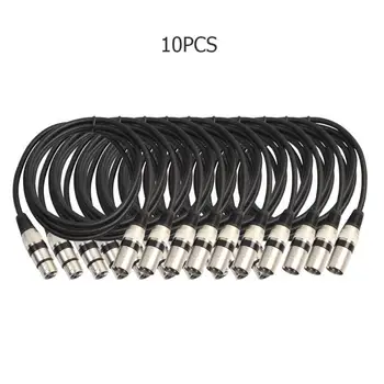 

10pcs 3Pin 1.8m 5.9ft DMX Stage DJ Cable Male to Female XLR Connector Wire Cord Cable
