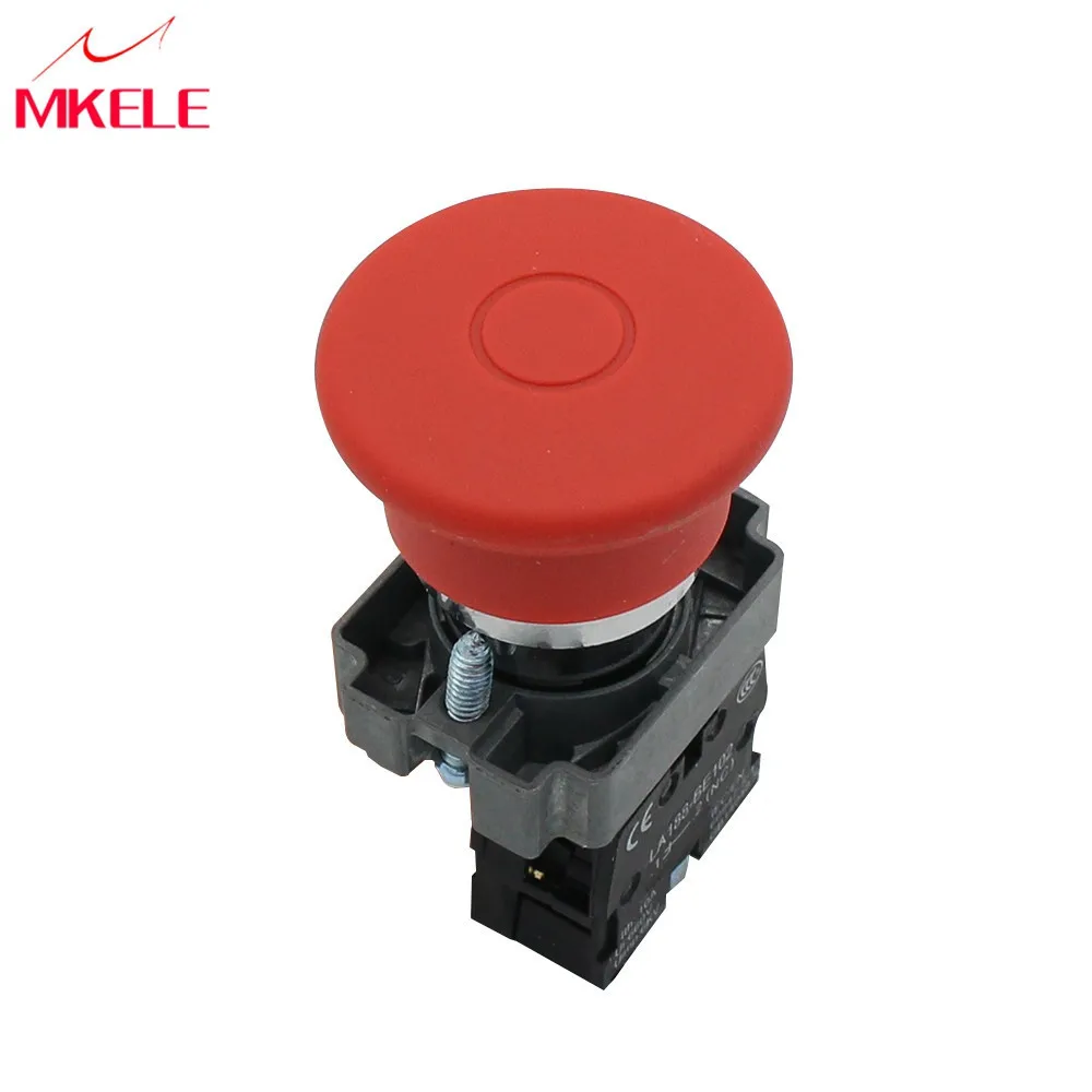 

1NC Metallic Material Self Lock Emergency Stop Red Mushroom Push Button Switch Metallic Material Red Sign 600V 10A China