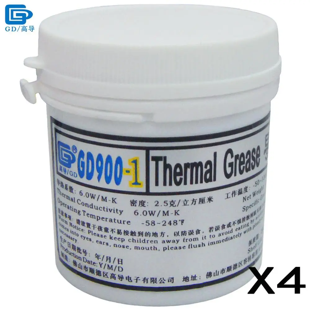 

GD900-1 Thermal Conductive Grease Paste Silicone Plaster Heatsink Compound 4 Pieces Net Weight 150 Grams Containing Silver CN150