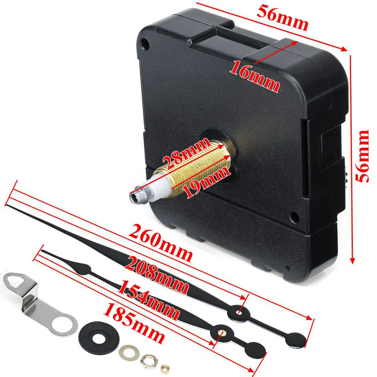 High Torque Quartz Tide Controlled Clock Movement Motor Mechanism Long Hand 17MM