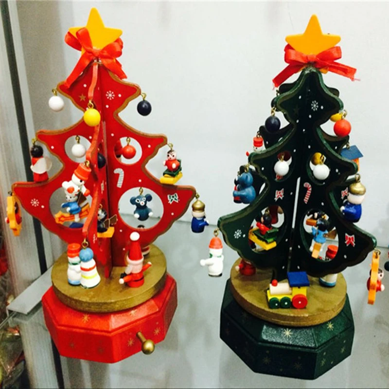 

Rotating Music Christmas Tree Christmas Creative Gift Decoration Wooden Music Christmas Boxes Music Box Gifts 25cmx14.5cm