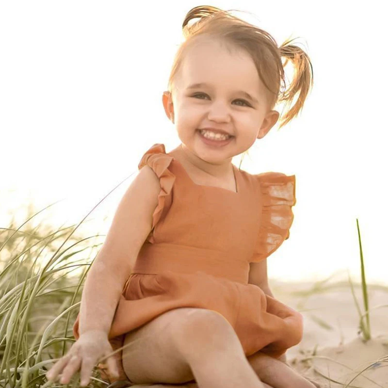 

Cute Baby Girl Summer New Solid Color Sleeveless Jumpsuit Newborn Children Ruffled Jumpsuit Fashion 2019