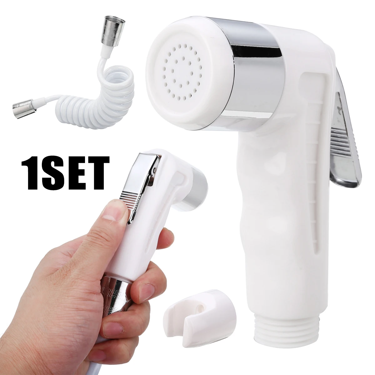 

1set ABS Bidet Spray Head + PVC Hose + Bracket Handheld Bathroom Bidet Faucet Set Pet Shower Spray
