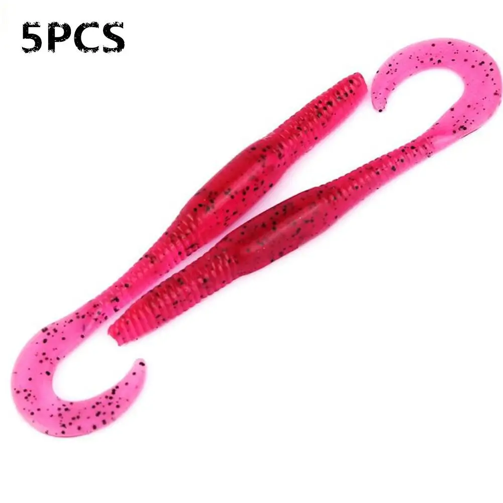 

Mounchain 5PCS 12.5cm/5.6g fishing Lure Big Roll Tail Maggot Earthworm Noodle Worm Soft Bait