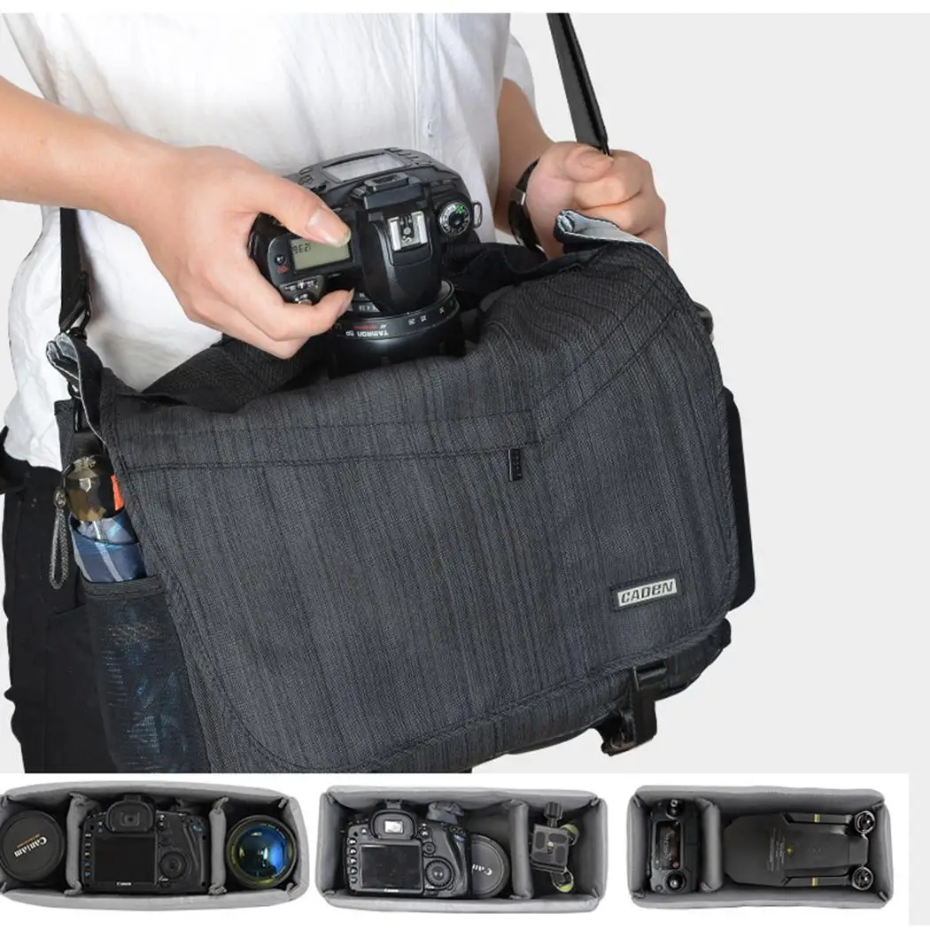 Unisex DSLR Camera Bag Waterproof Shoulder Black Zipper Camera Case For Canon Outdoor Solid