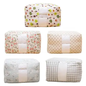

Cotton Linen Quilt Storage Bag Folding Clothes Bedding Blanket Storage Bags Closet Wardrobe Organizer Bags