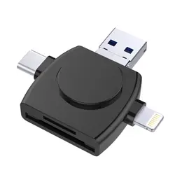 Характеристики 4 в 1 портативный мини SD кард-ридер, карта памяти Micro-SD USB C адаптер просмотра для iPhone iPad Android, Apple Mac, Com