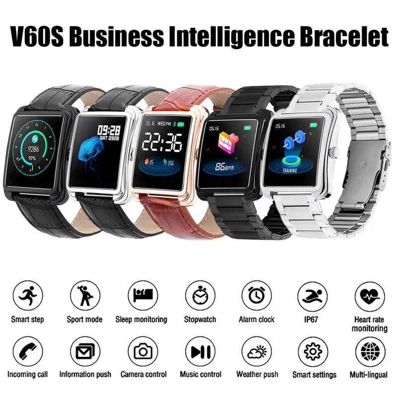 

V60s Smart Watch Fitness Tracker With Heart Rate Monitor IP67 Waterproof Pedometer Sport Watch 5 Color