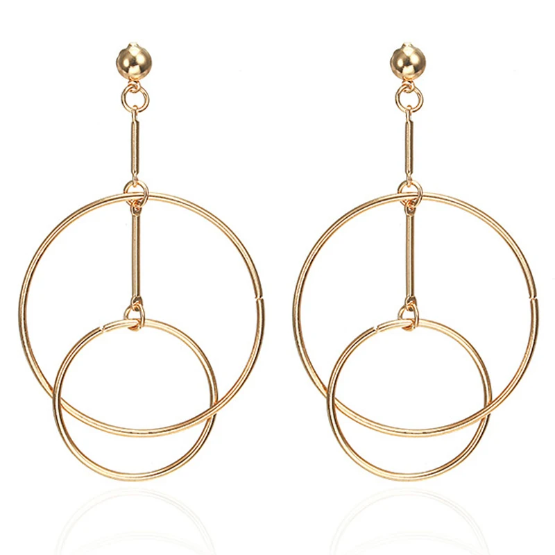 LNRRABC New Fashion Lady Women Earrings Thin Round Big Large Dangle