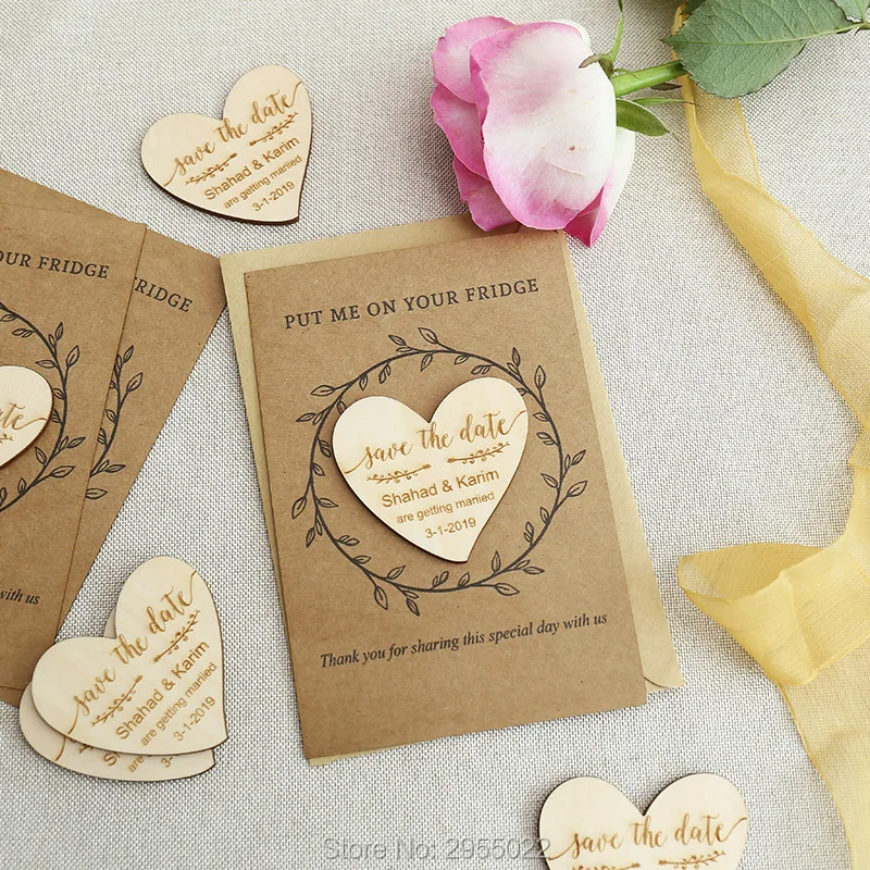Heart Wooden Save The Date Custom Personalized Wedding Custom Personalized Wedding