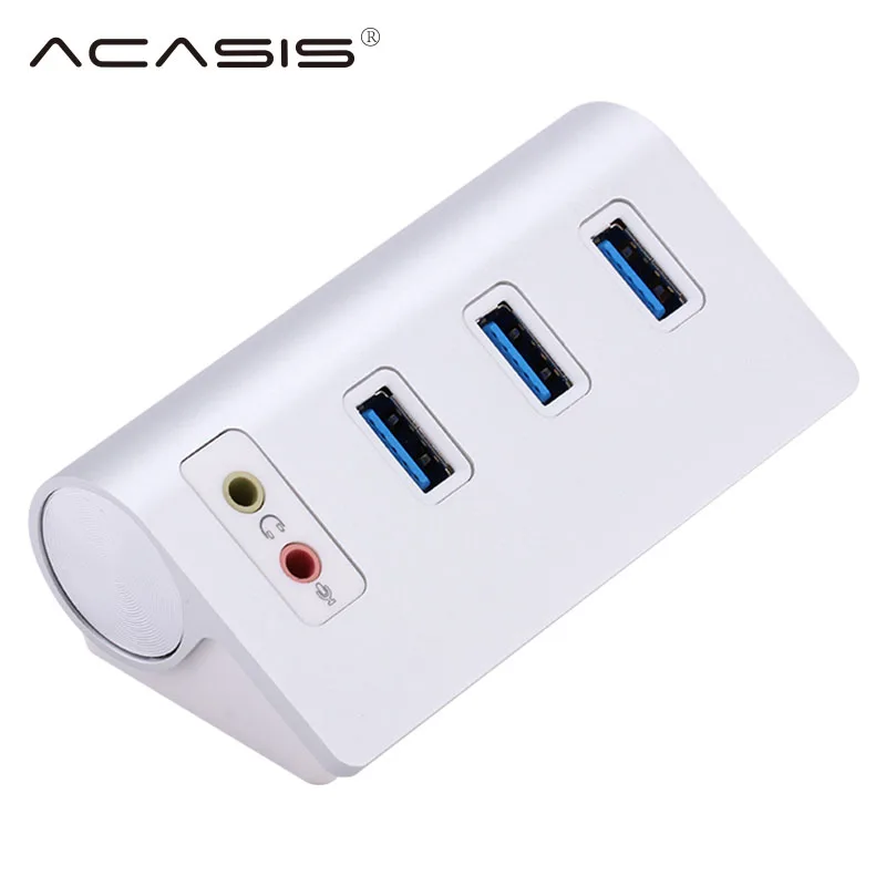 Acasis Hs0047 Алюминий сплава Usb Высокоскоростной разветвитель Usb 3,0 концентратор 3 Порты и разъёмы концентраторы с звуковая карта Микрофон для Macbook ПК