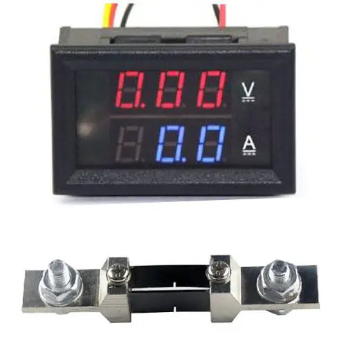 dc 200A 200V Digital LED Voltmeter Ammeter Voltage w/Shunt Battery 12v car Solar 