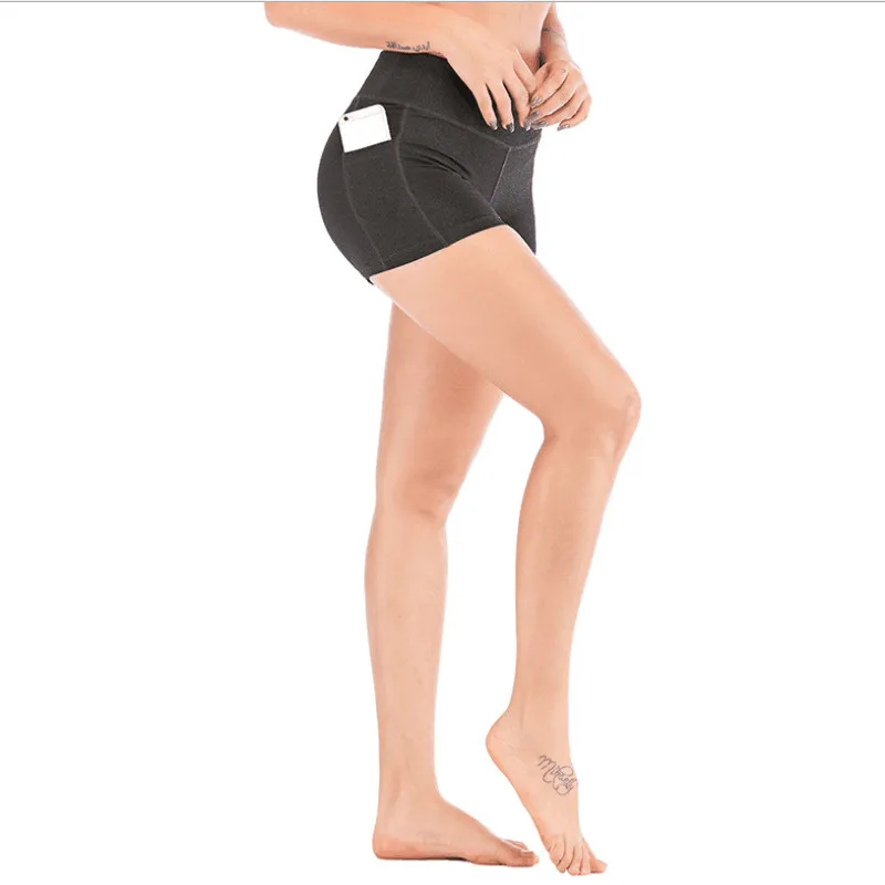 

Women Yoga shorts with pocket High Elastic Running Pants Yoga Fitness Short Pants Seamless Gym Sport Leggings