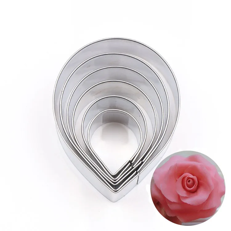 6 Pcs Set  Stainless  Steel  Fondant Cutting Model  Rose Mould 