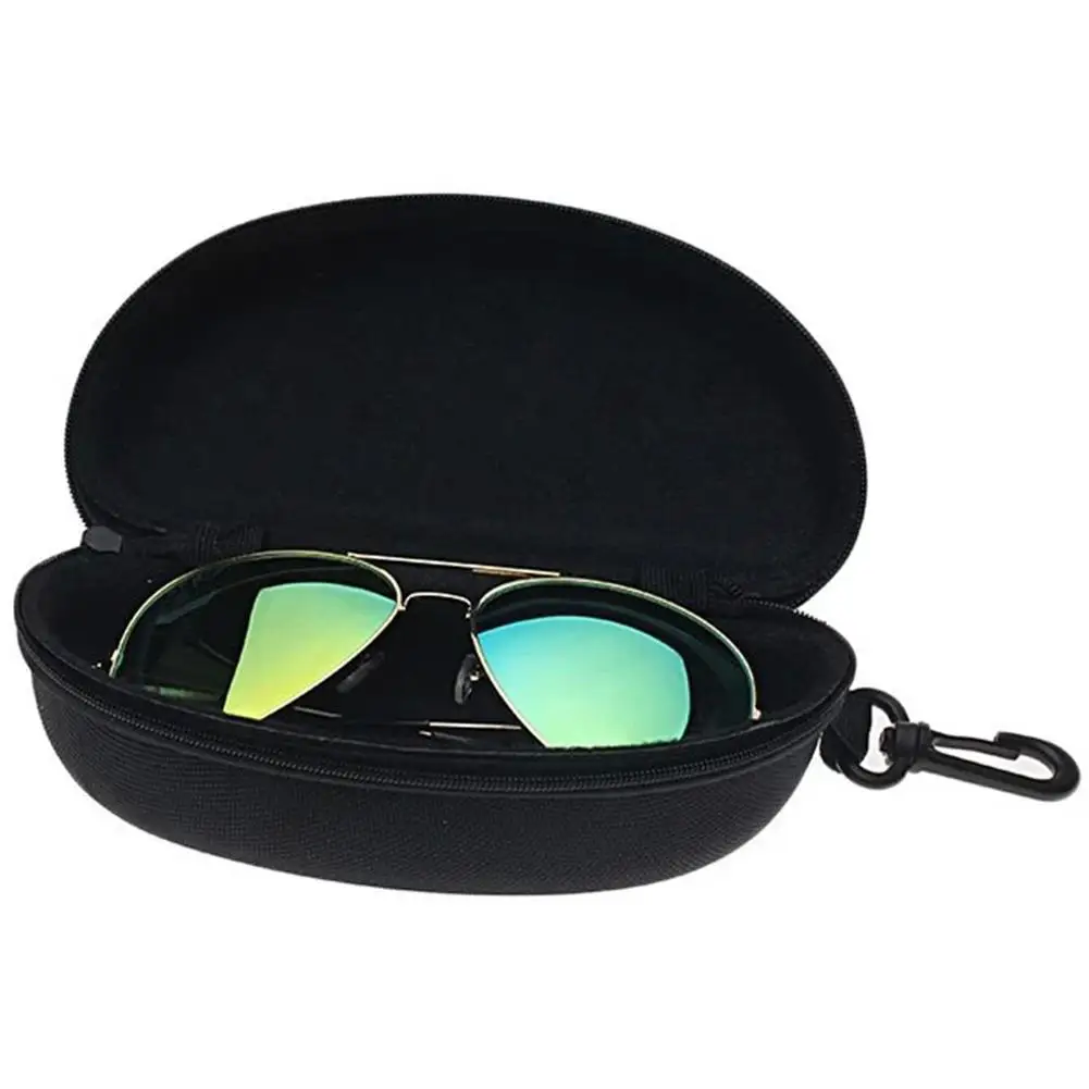 

MISSKY Women Men Solid Color Portable Eye Glasses Sunglasses Zipper Hard Case Protector Box with Hook