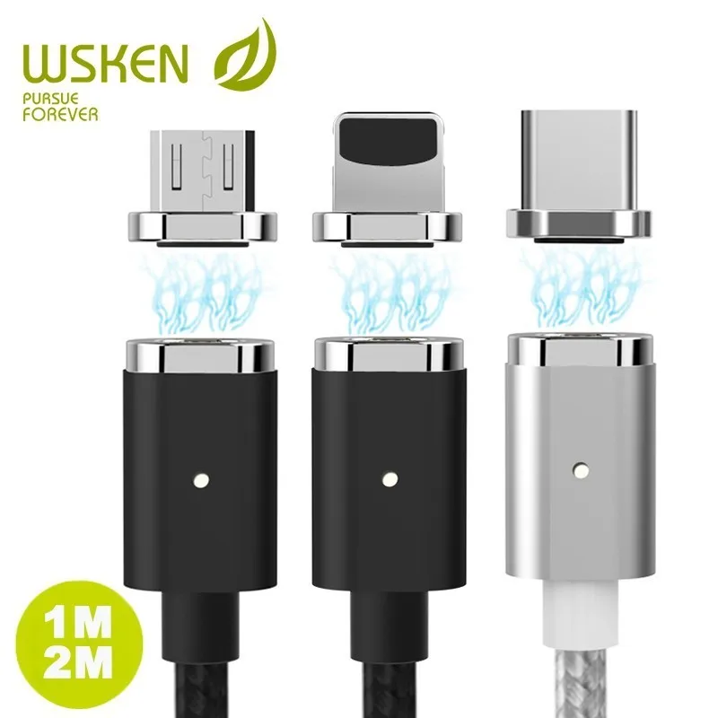 Wsken USB المغناطيسي كابل شحن ل فون Xs 8 7 6 6 s Qc2.0 سريع شاحن سلك المصغّر USB نوع C كابل ل سامسونج الهاتف المحمول